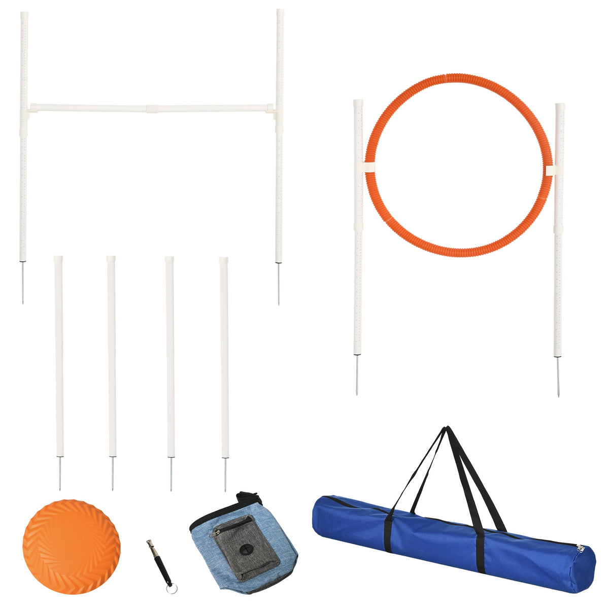PawNora 5-Piece Dog Agility Training Set – Adjustable Hurdle, Jump Ring & Weave Poles