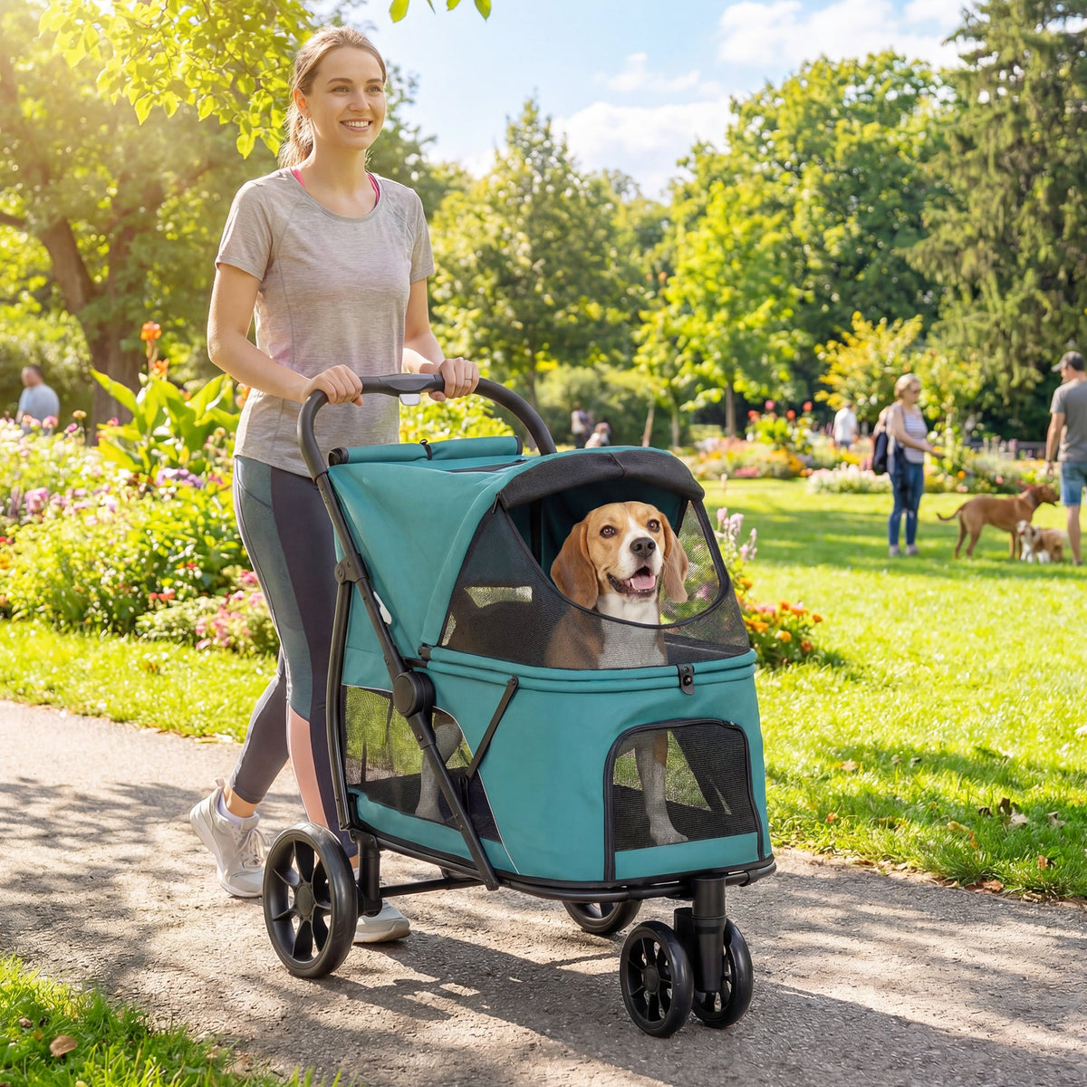 PawNora Foldable Dog Stroller – All-Terrain Pet Pram