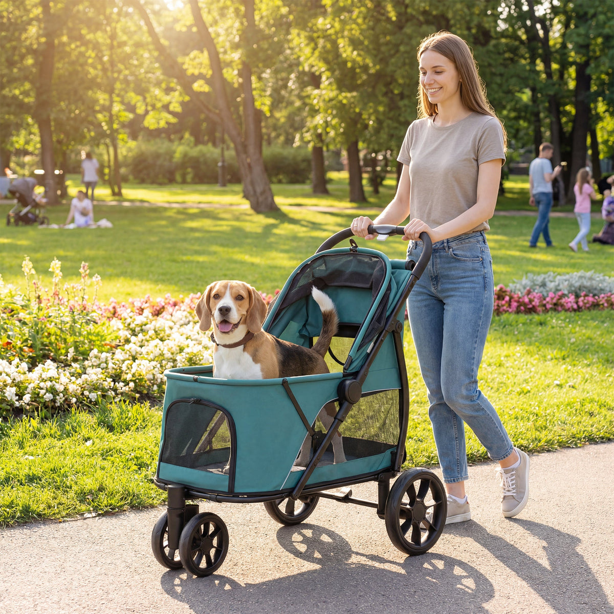 PawNora Foldable Dog Stroller – All-Terrain Pet Pram
