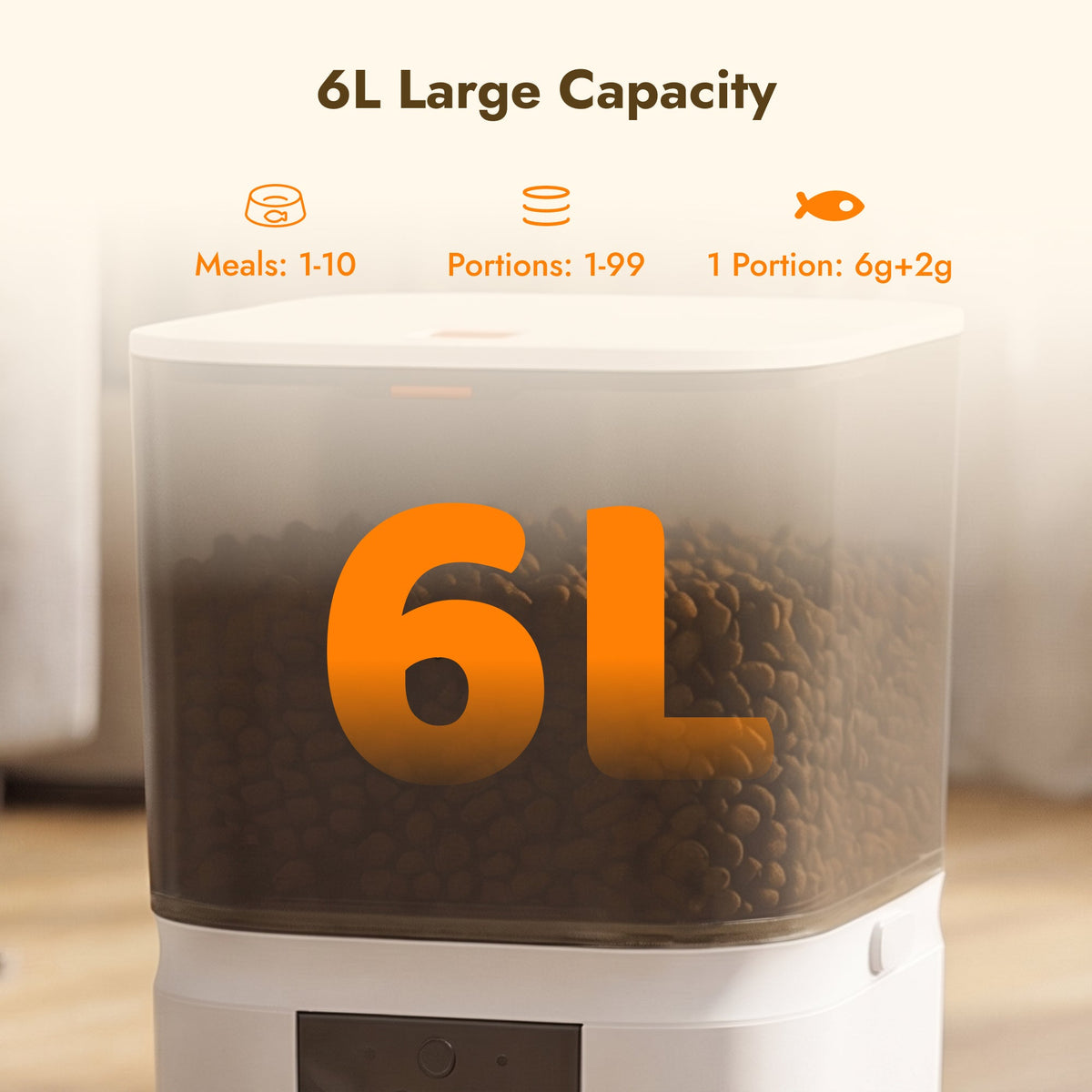 PawNora Smart Automatic Pet Feeder – 6L WiFi Feeder with 1080P Camera