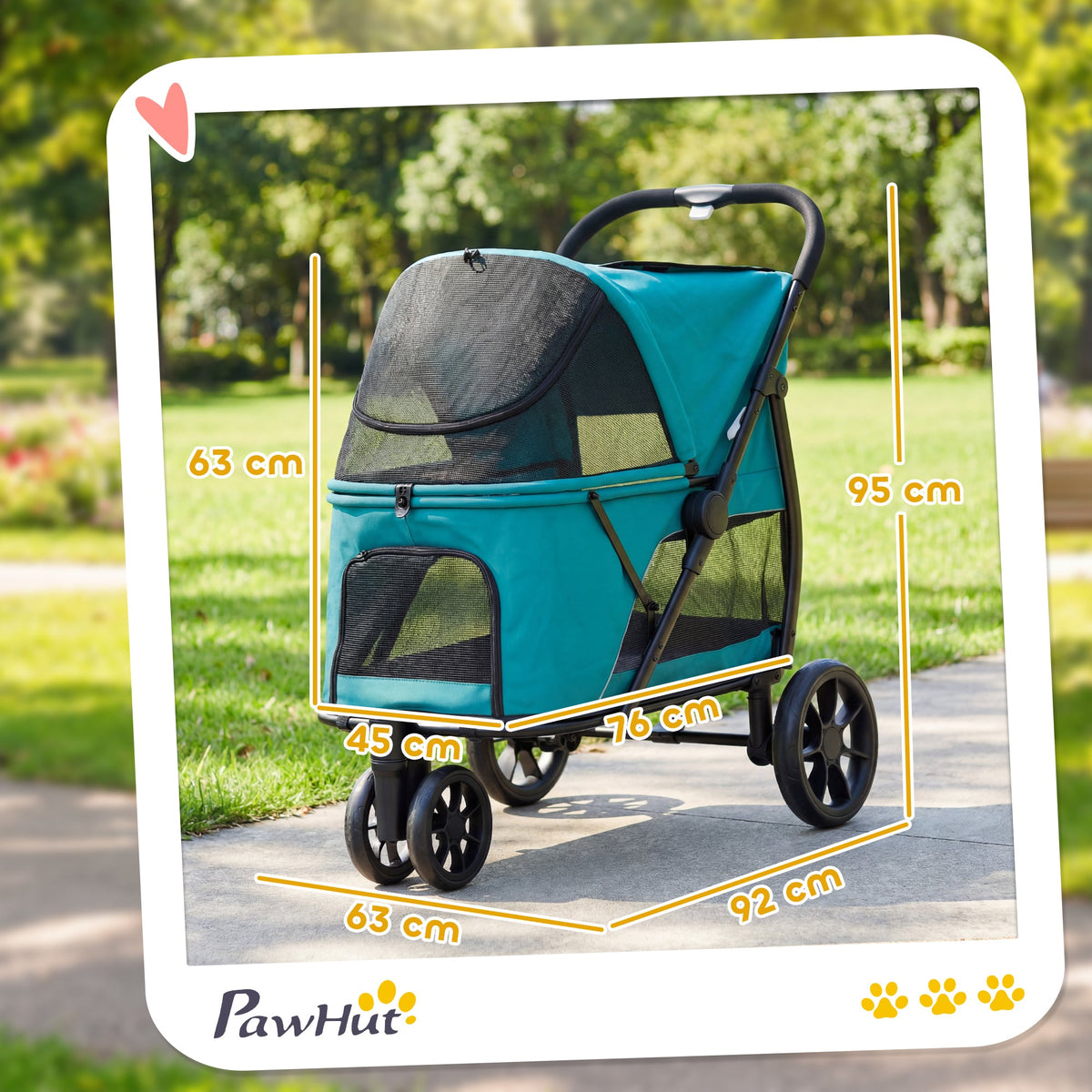 PawNora Foldable Dog Stroller – All-Terrain Pet Pram