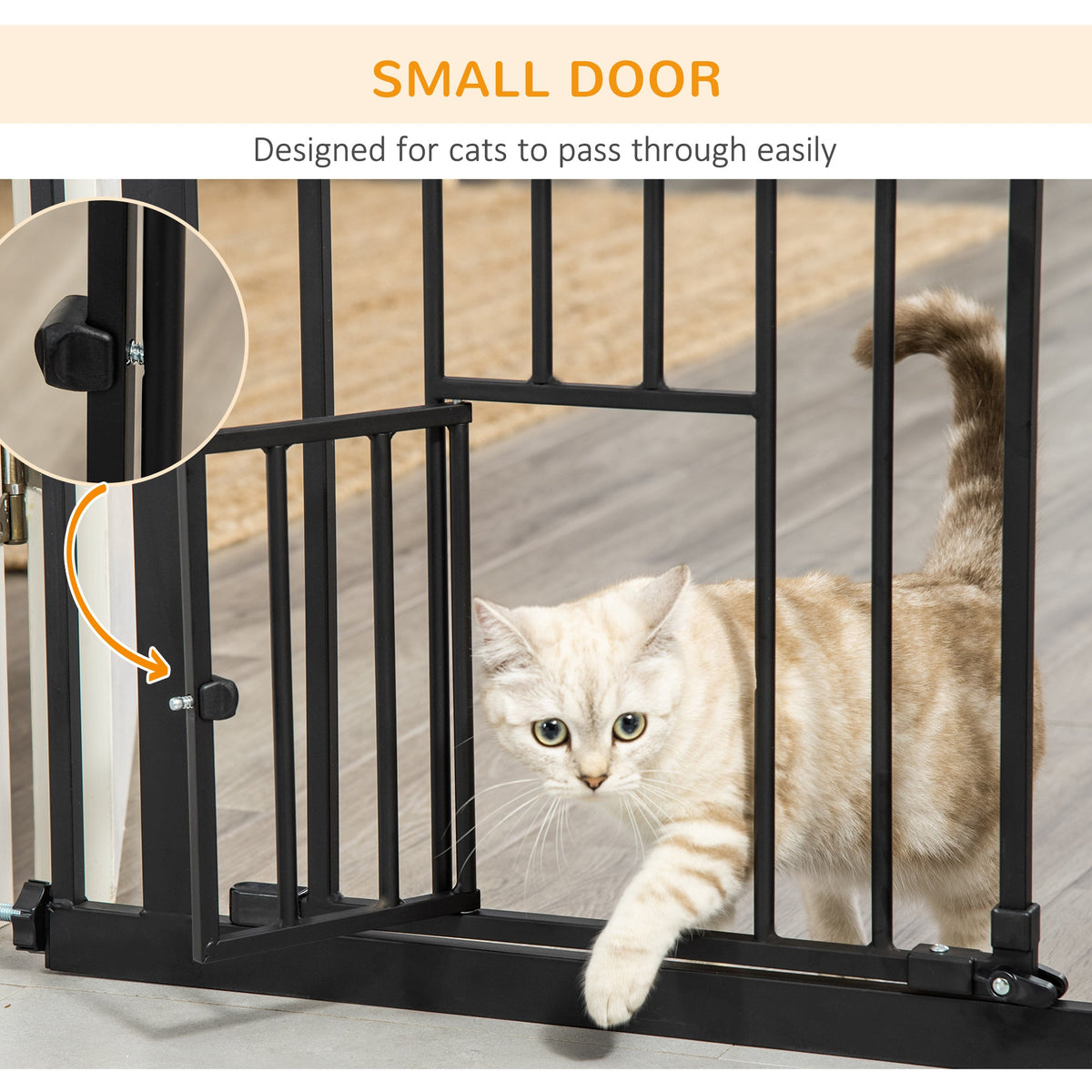 PawNora Steel Pet Gate – Auto-Close Dog Gate with Small Pet Door