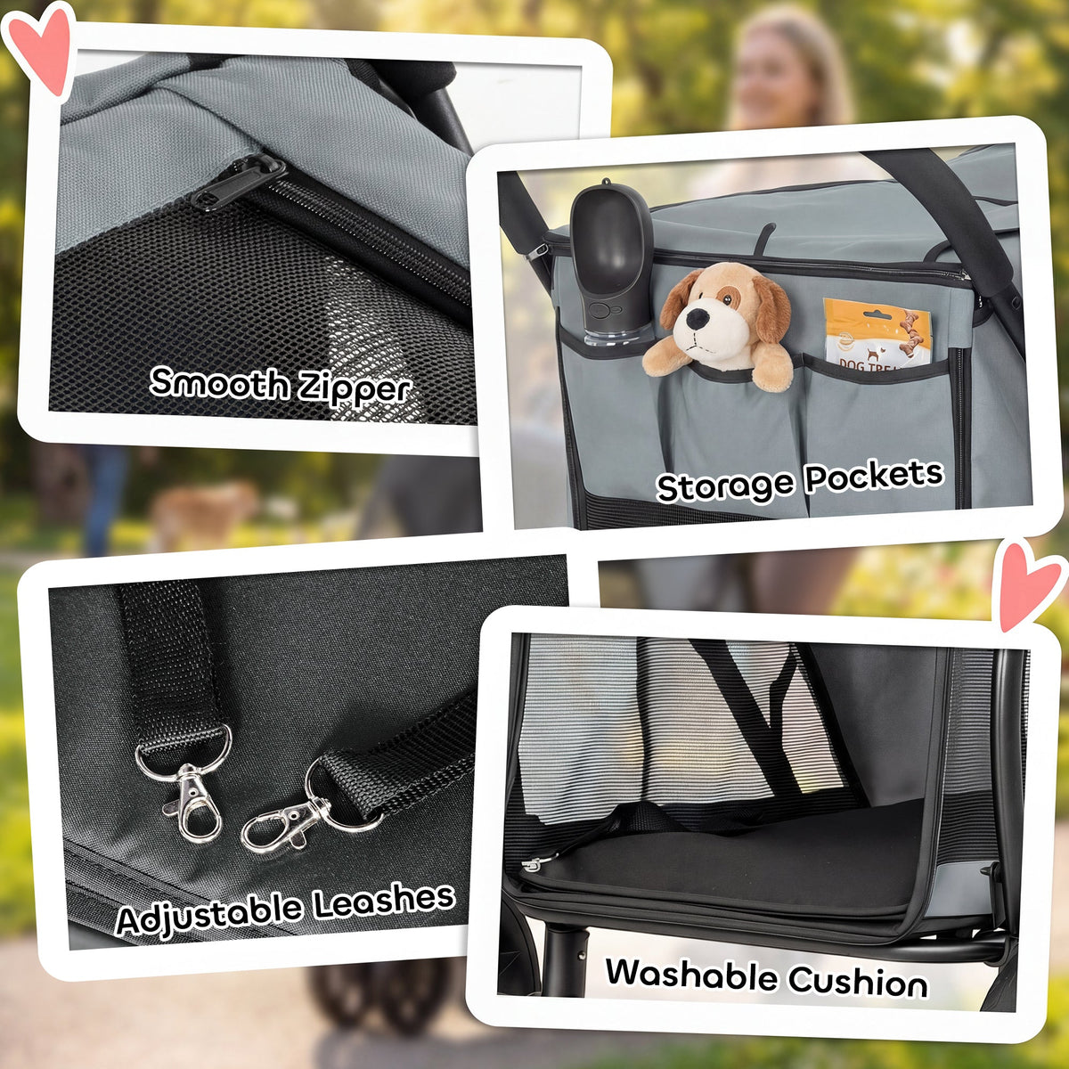 PawNora Foldable Dog Stroller – All-Terrain Pet Pram with Spacious Cabin