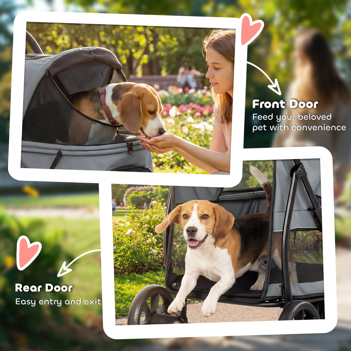 PawNora Foldable Dog Stroller – All-Terrain Pet Pram with Spacious Cabin