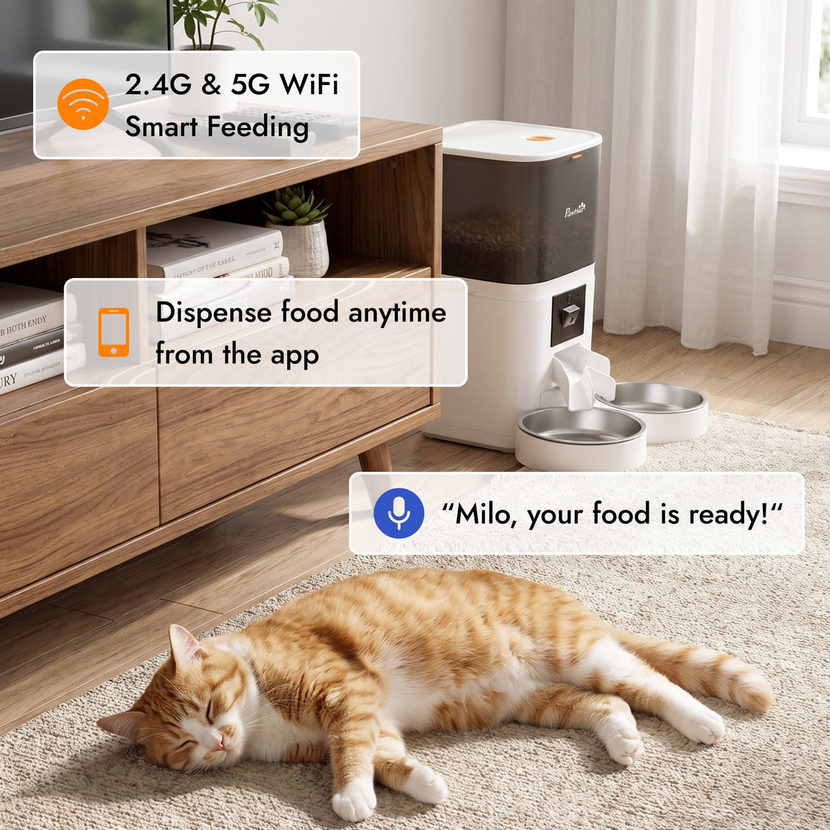 PawNora Smart Automatic Pet Feeder – 6L WiFi Feeder with 1080P Camera