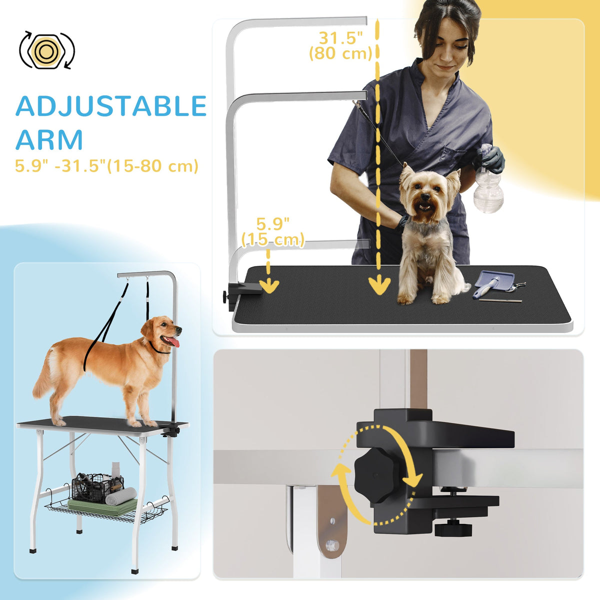 PawNora Adjustable Dog Grooming Table – Foldable with Storage Shelves