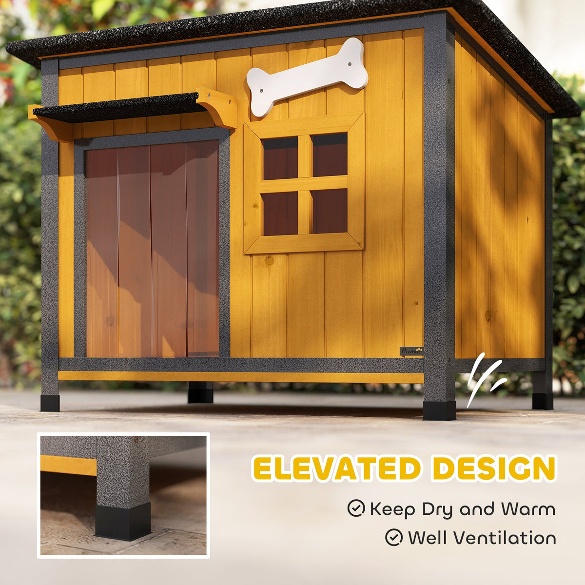 Steel-Frame Dog House with Openable Roof & Removable Floor Yellow