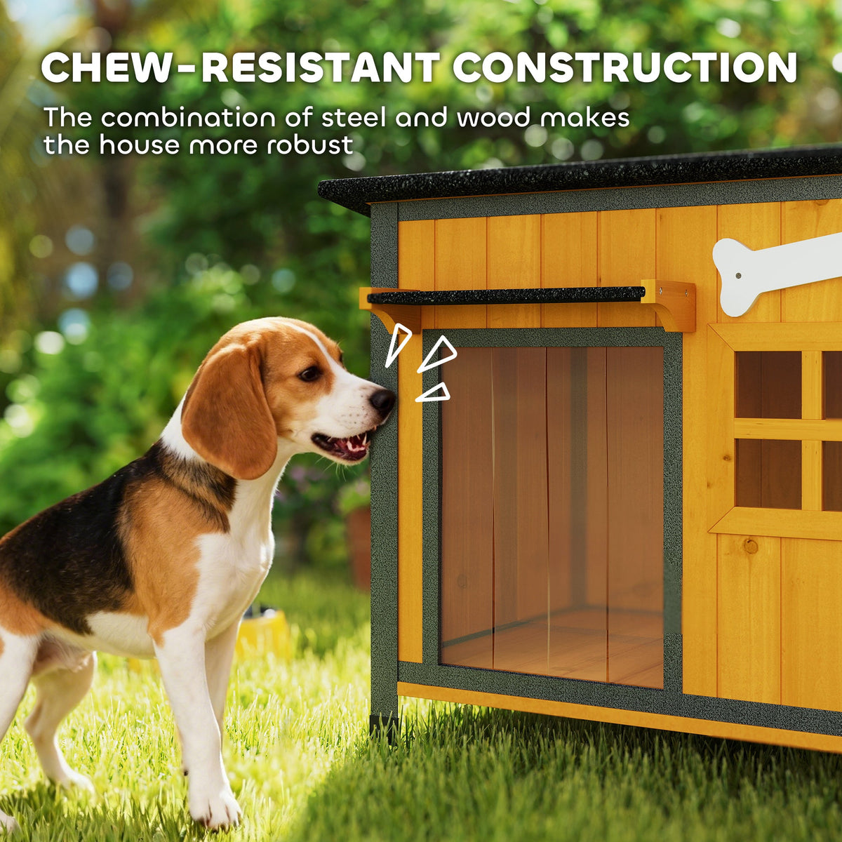 Steel-Frame Dog House with Openable Roof & Removable Floor Yellow
