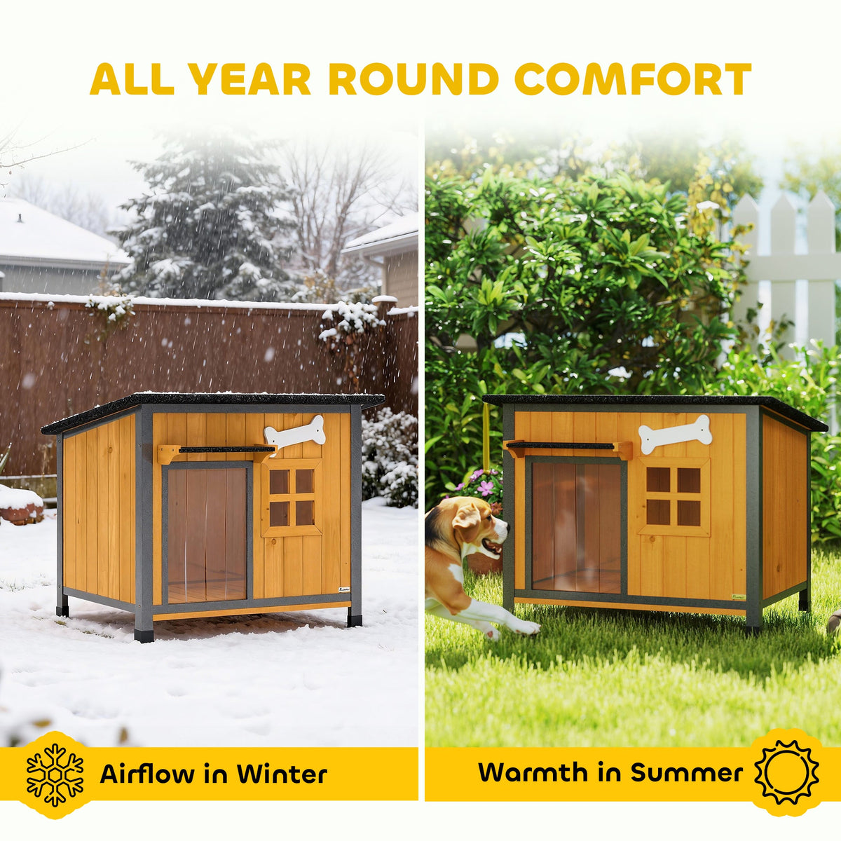 Steel-Frame Dog House with Openable Roof & Removable Floor Yellow