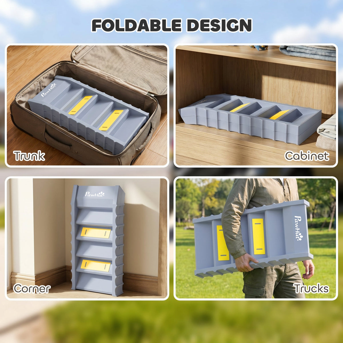 PawNora Foldable Dog Car Ramp – Non-Slip Pet Stairs for Cars &amp; Beds