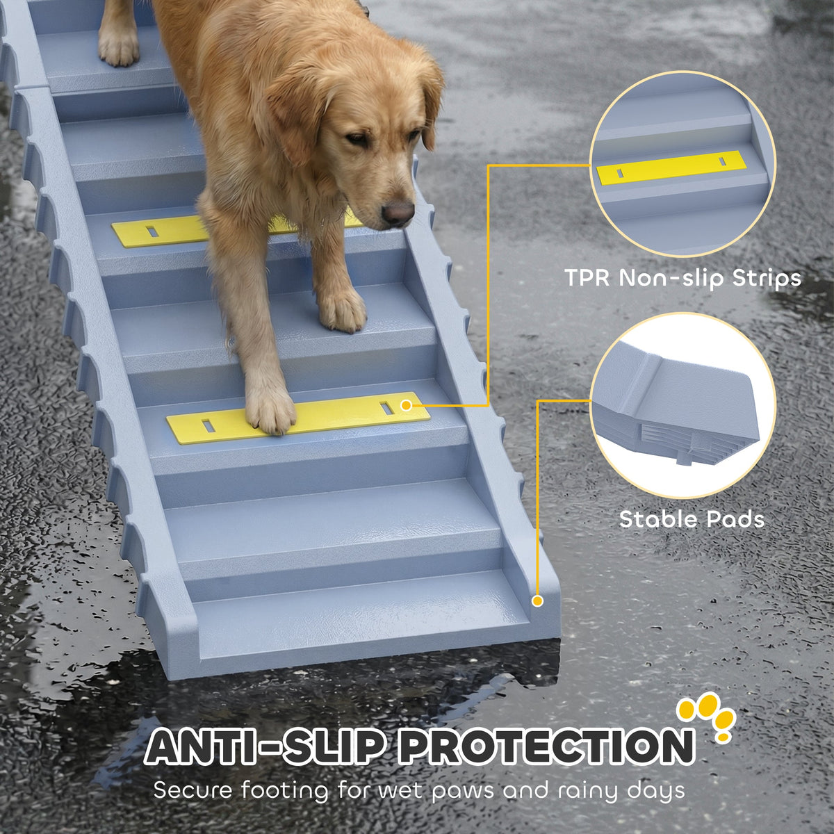 PawNora Foldable Dog Car Ramp – Non-Slip Pet Stairs for Cars &amp; Beds