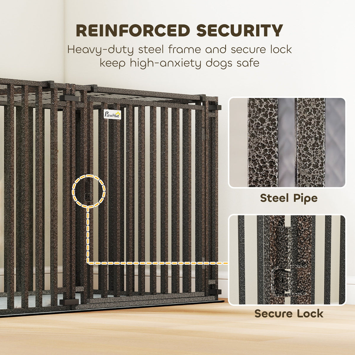 PawNora XL Heavy-Duty Dog Crate – Modular Steel Kennel with Divider