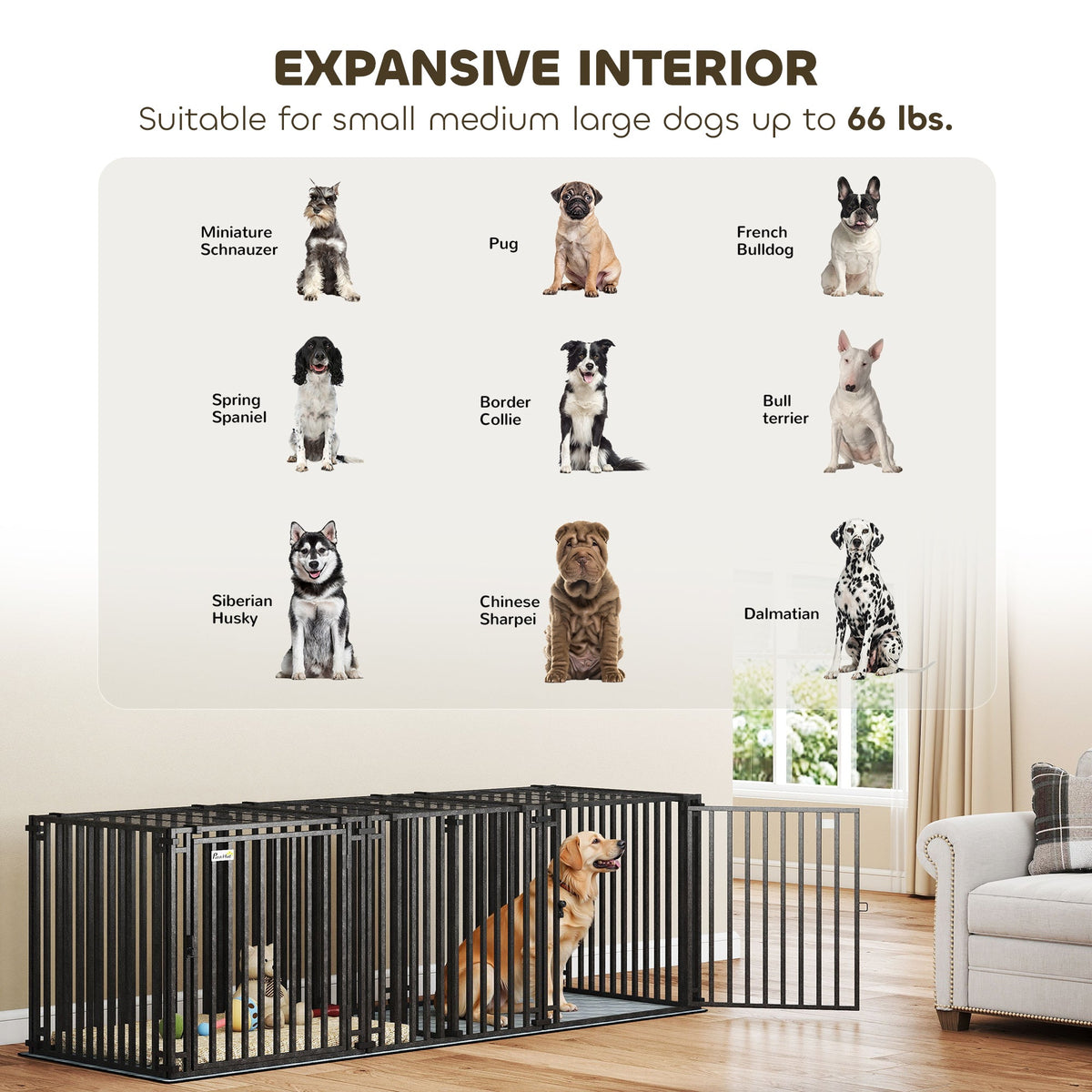 PawNora XL Heavy-Duty Dog Crate – Modular Steel Kennel with Divider