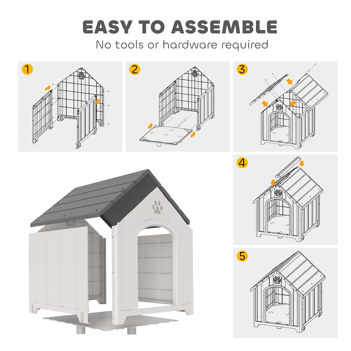 PawNora Large Outdoor Dog House – Reinforced PP Shelter with Raised Base