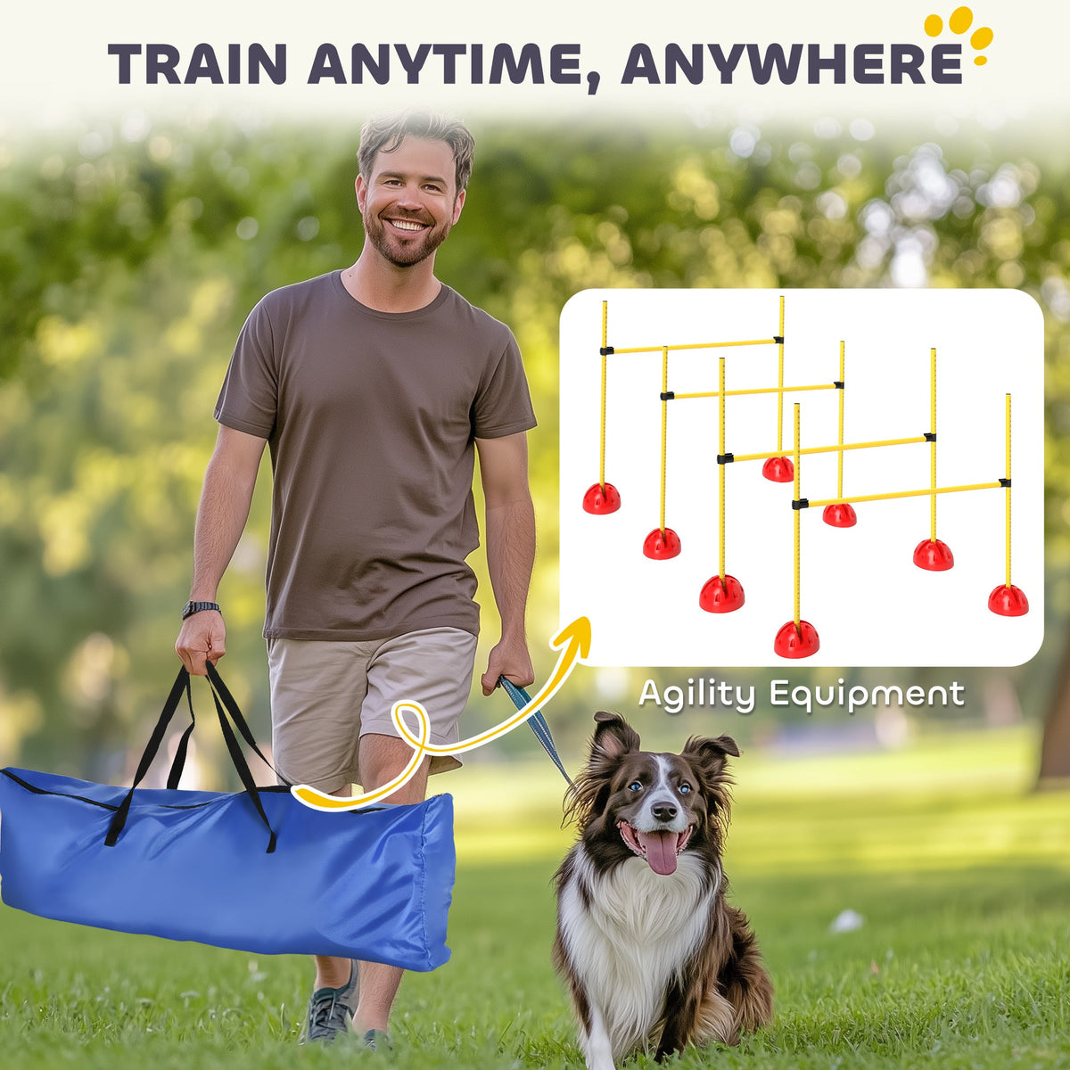 PawNora 4-Piece Adjustable Dog Agility Jump Set – Portable Training Equipment