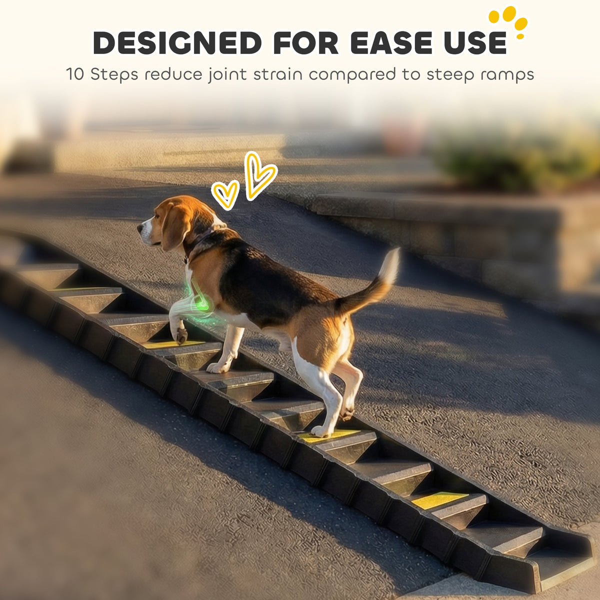 PawNora Foldable Dog Car Ramp – 10-Step Non-Slip Pet Ramp for Cars &amp; Beds