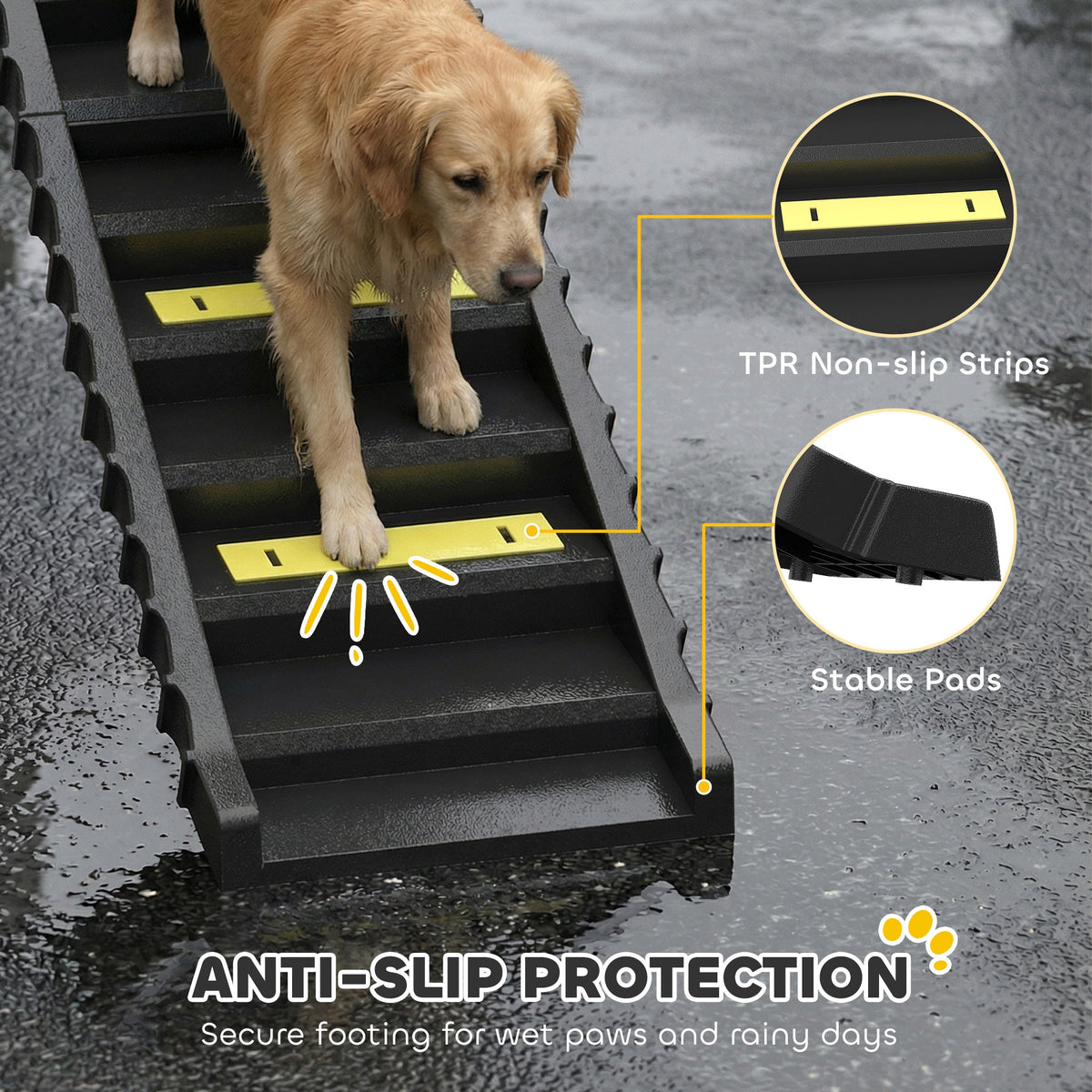 PawNora Foldable Dog Car Ramp – 10-Step Non-Slip Pet Ramp for Cars &amp; Beds