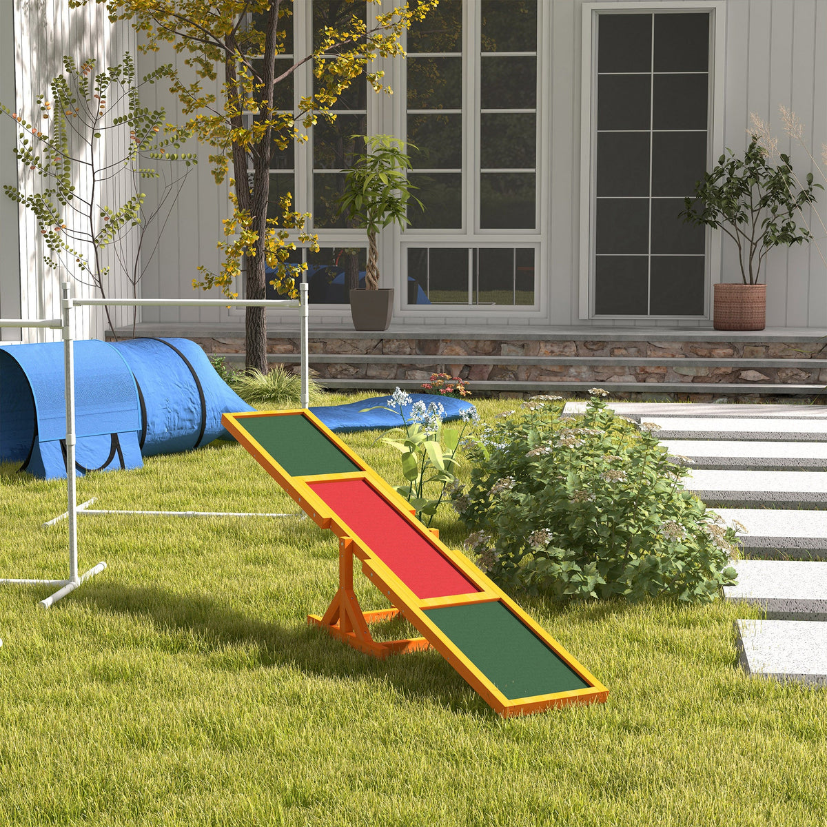 PawNora Wooden Dog Agility Seesaw – Outdoor Training &amp; Exercise Equipment