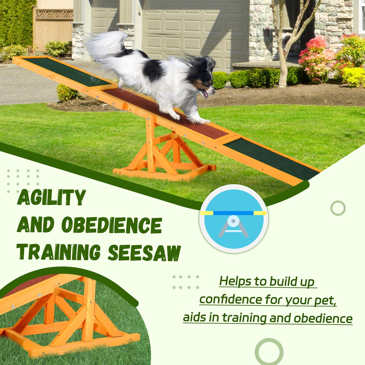 PawNora Wooden Dog Agility Seesaw – Outdoor Training &amp; Exercise Equipment