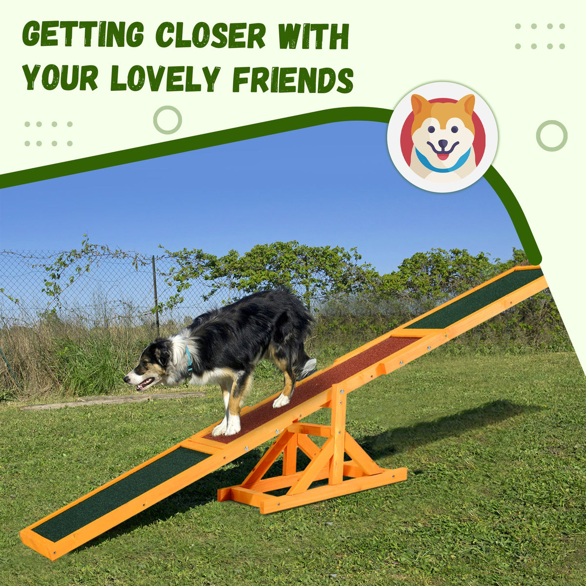 PawNora Wooden Dog Agility Seesaw – Outdoor Training &amp; Exercise Equipment