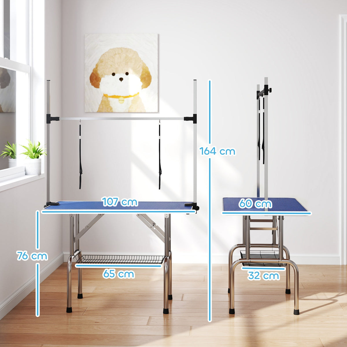 PawNora Professional Pet Grooming Table – Height Adjustable with Storage Shelf