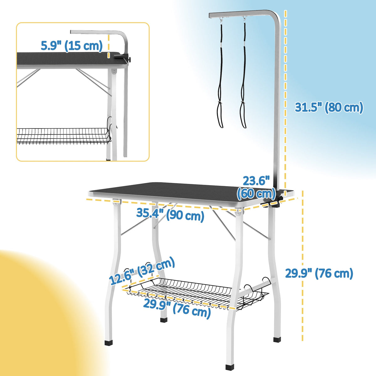 PawNora Adjustable Dog Grooming Table – Foldable with Storage Shelves