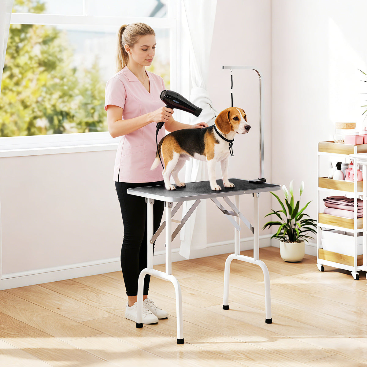 PawNora Foldable Pet Grooming Table – Adjustable Height with Non-Slip Surface