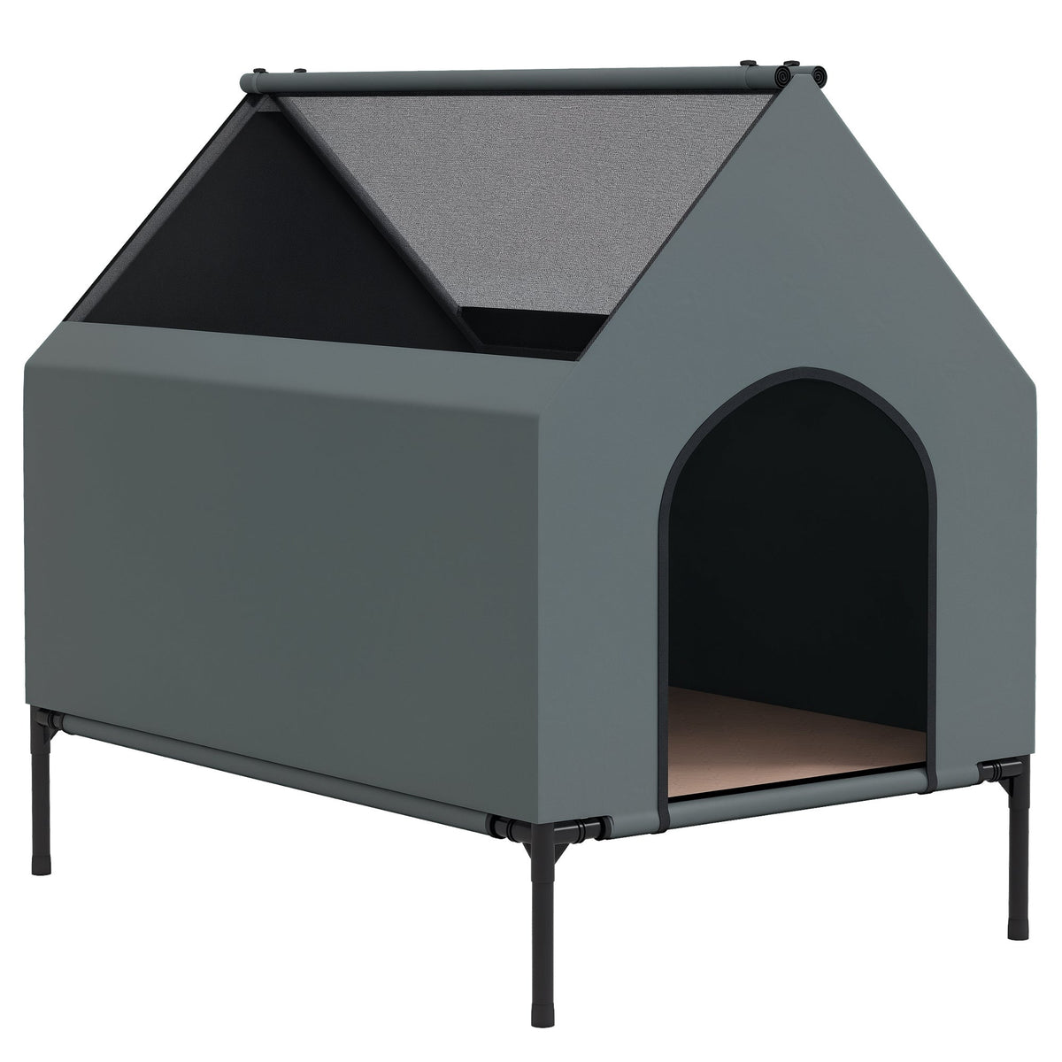 Convertible Elevated Outdoor Dog House & Camping Bed Grey