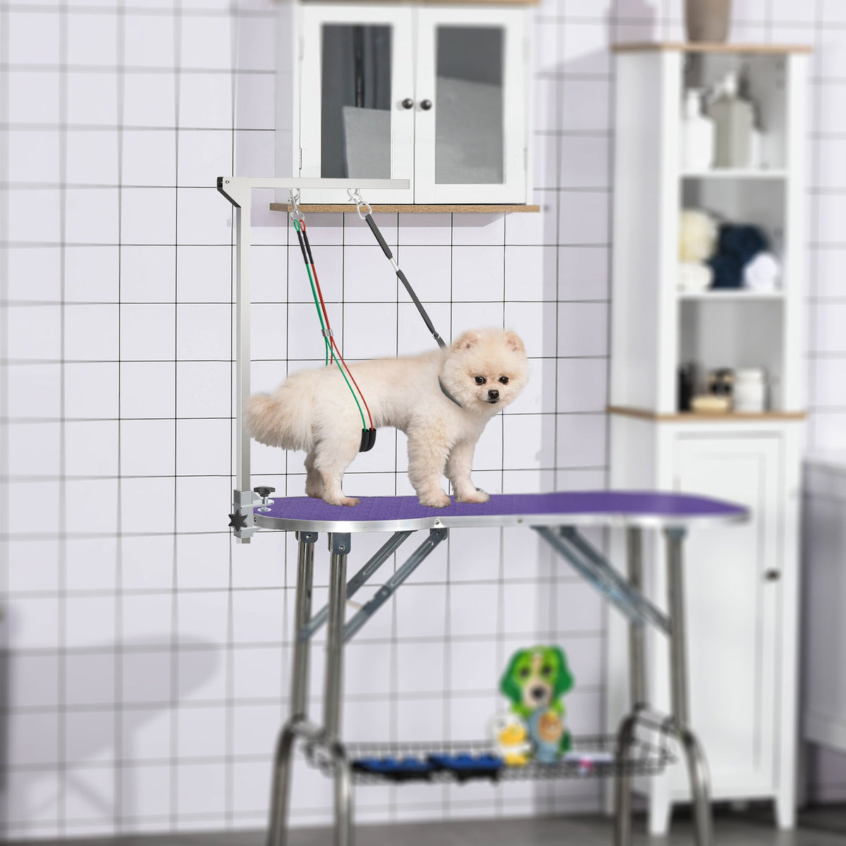 PawNora Adjustable Dog Grooming Arm – Foldable Stainless Steel Grooming Stand