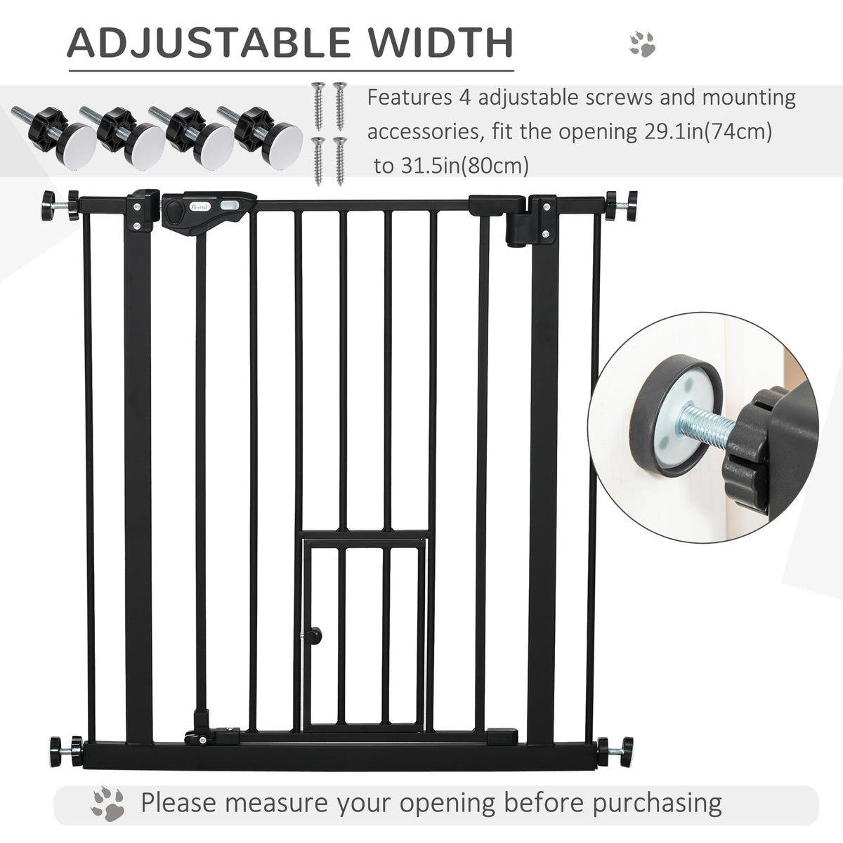PawNora Steel Pet Gate – Auto-Close Dog Gate with Small Pet Door