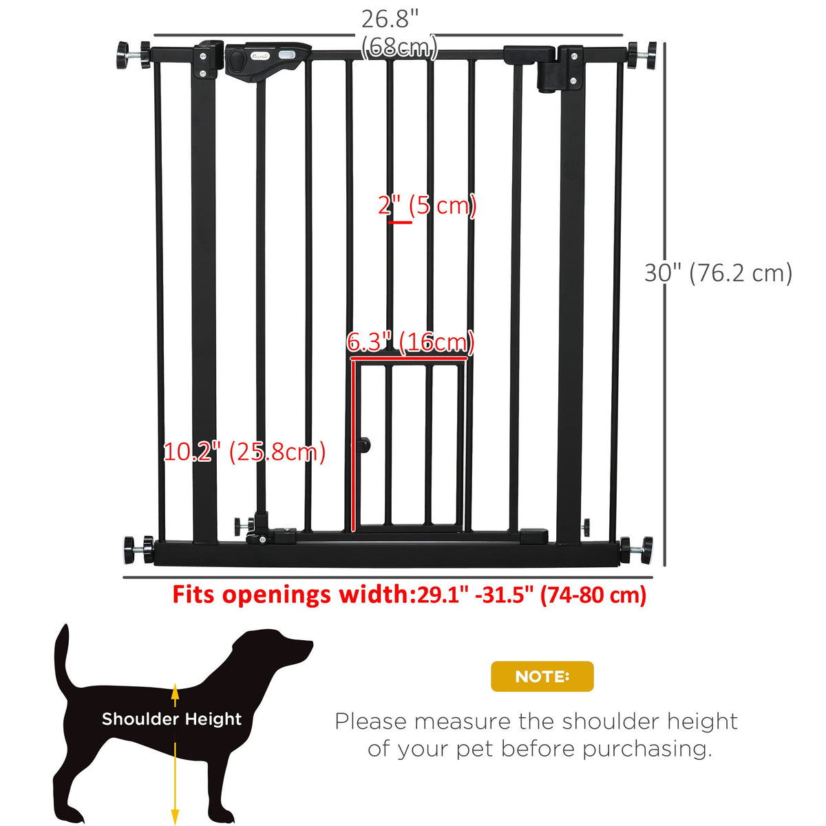 PawNora Steel Pet Gate – Auto-Close Dog Gate with Small Pet Door