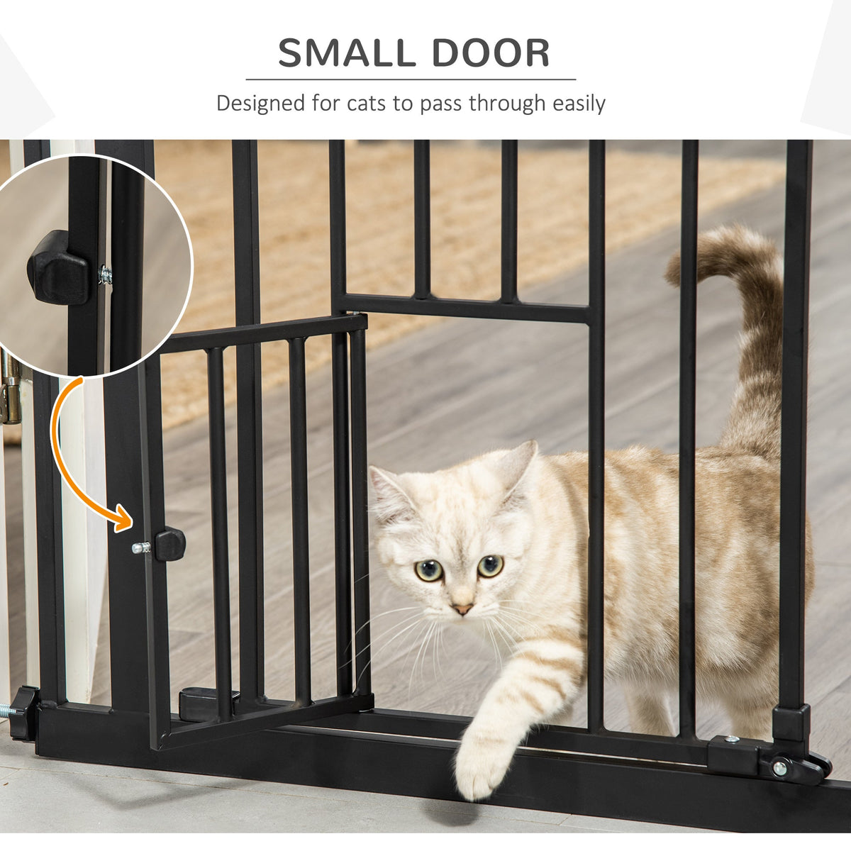 PawNora Steel Pet Gate – Auto-Close Dog Gate with Small Pet Door