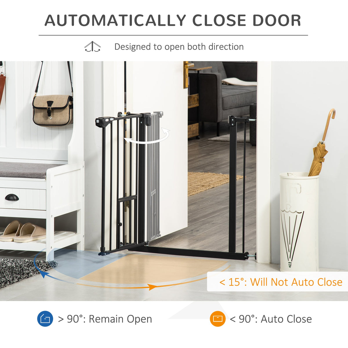 PawNora Steel Pet Gate – Auto-Close Dog Gate with Small Pet Door