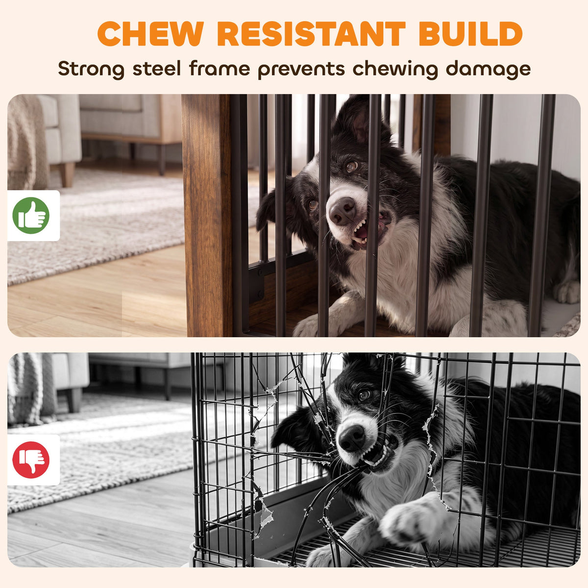 PawNora Large Dog Crate Furniture – Sliding Barn Door Kennel