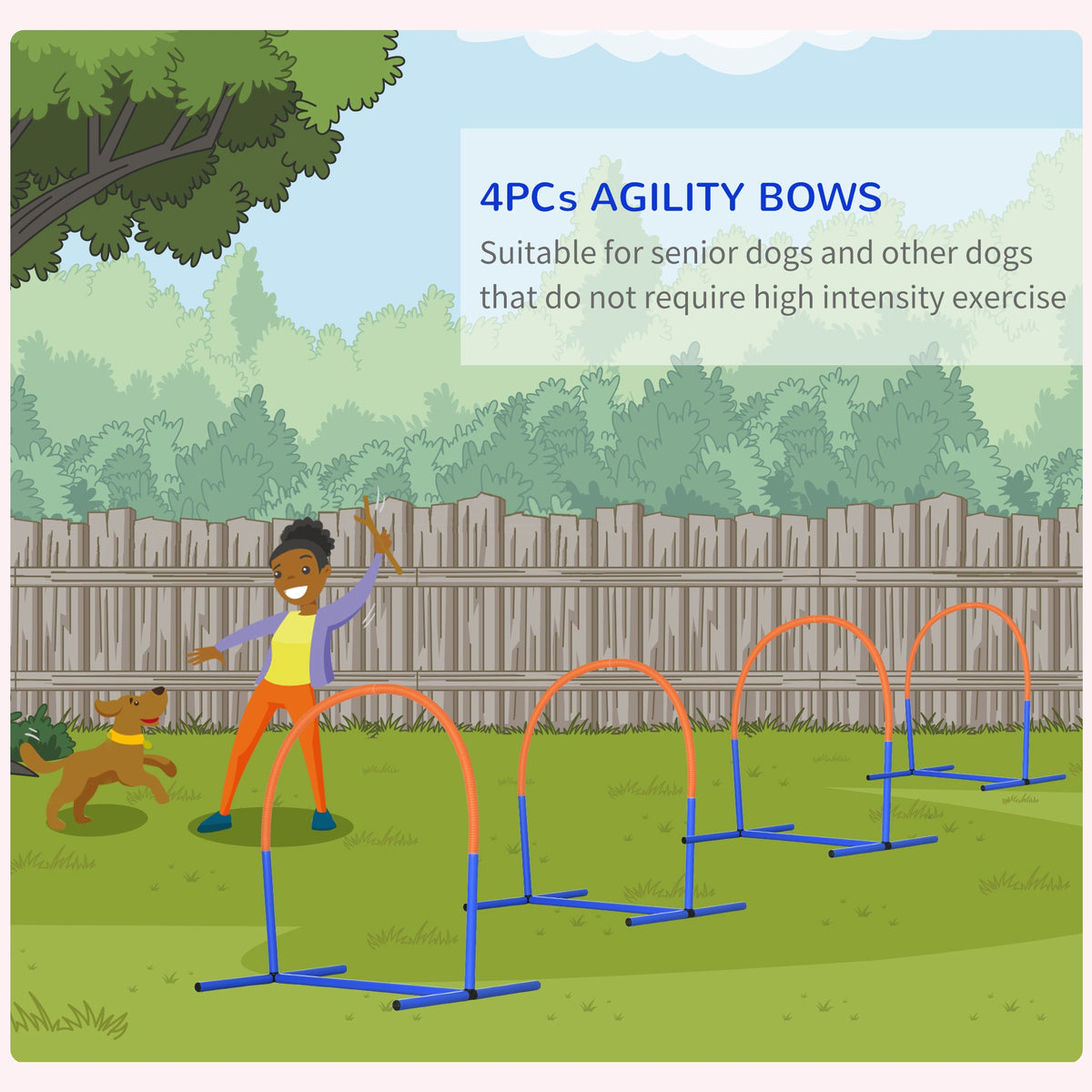 PawNora 4-Piece Dog Agility Bow Set – Low-Impact Obstacle Training Equipment