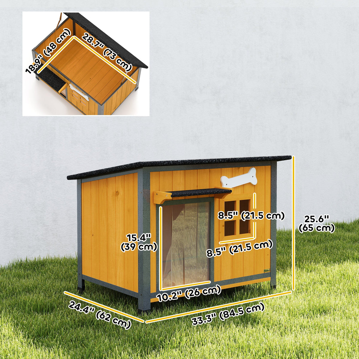 Steel-Frame Dog House with Openable Roof & Removable Floor Yellow