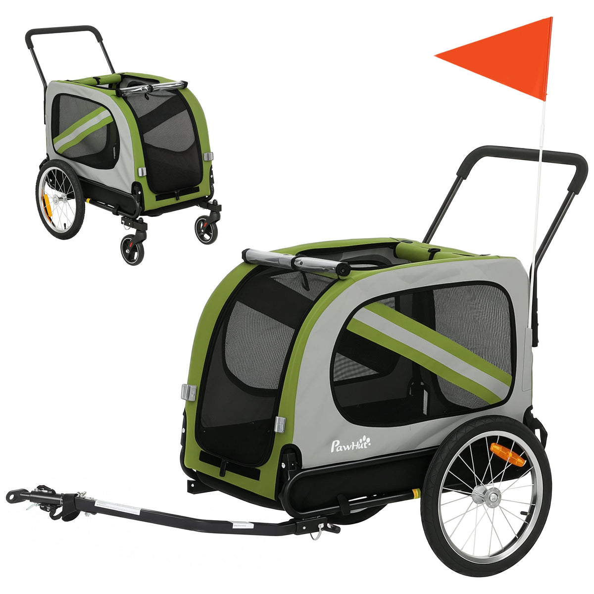 PawNora 2-in-1 Dog Bicycle Trailer &amp; Stroller – Foldable Pet Carrier