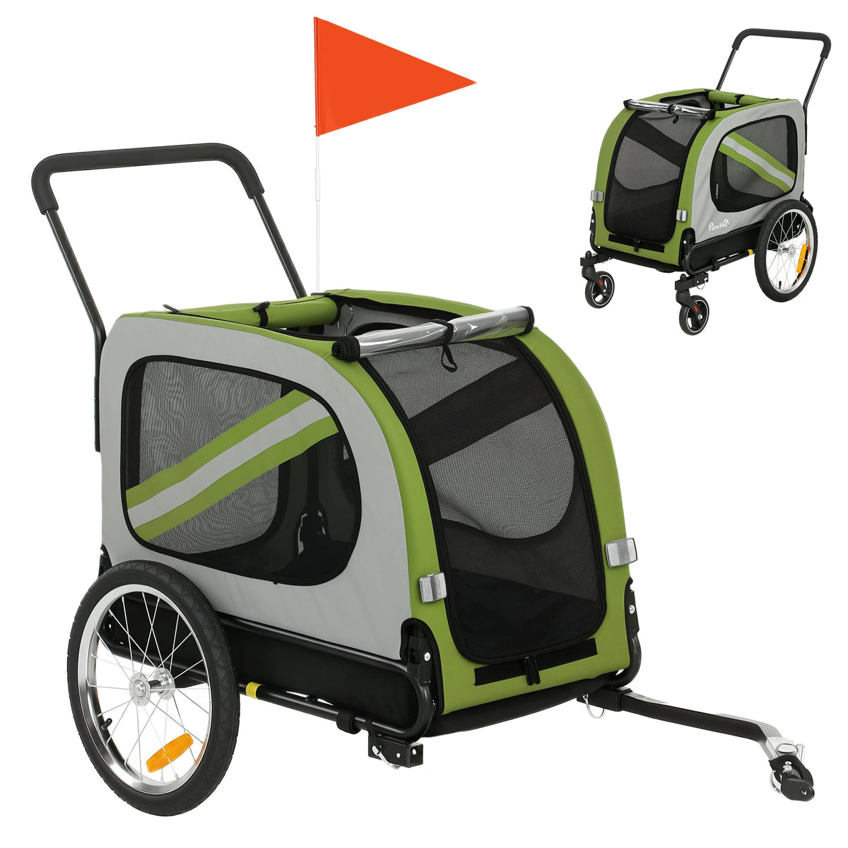PawNora 2-in-1 Dog Bicycle Trailer &amp; Stroller – Foldable Pet Carrier