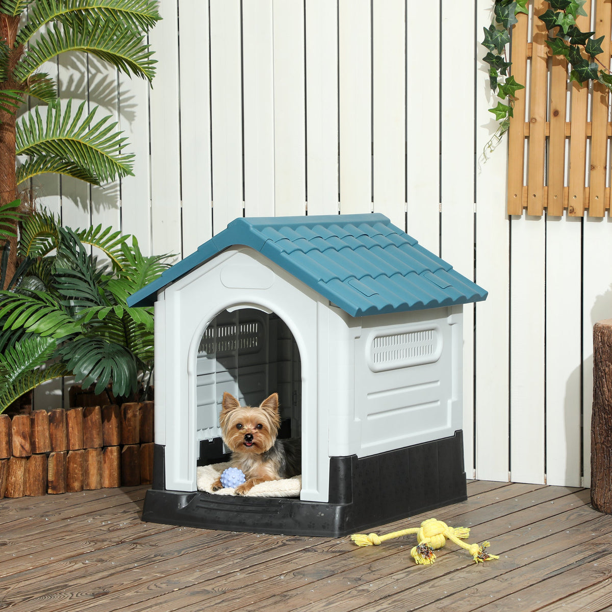 PawNora Outdoor Dog House – Raised Shelter with Slanted Roof &amp; Ventilation