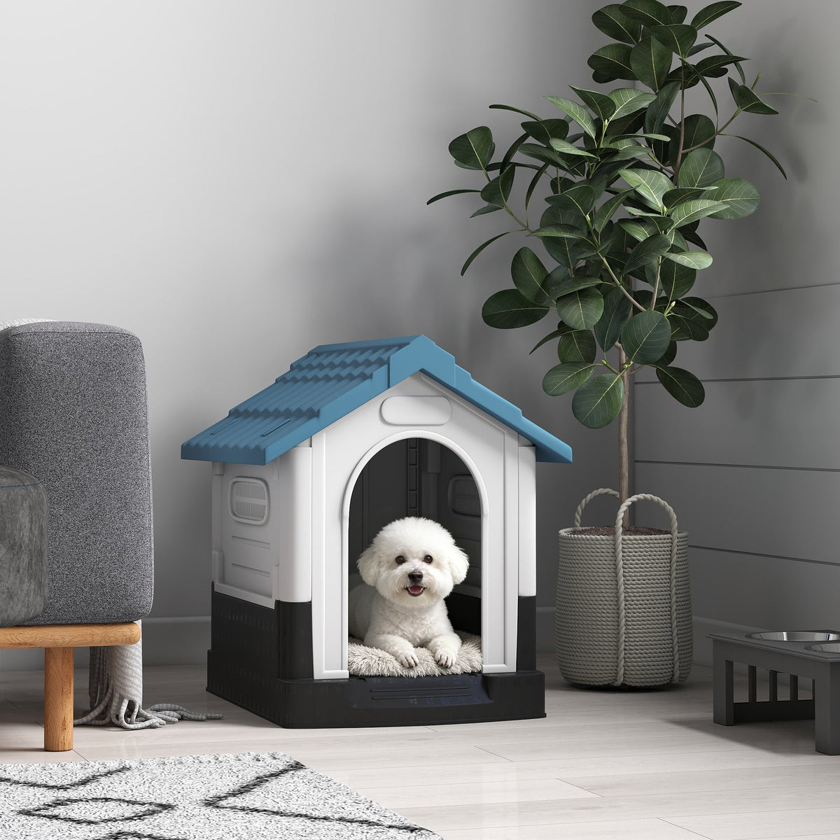 PawNora Outdoor Dog House – Raised Shelter with Slanted Roof &amp; Ventilation