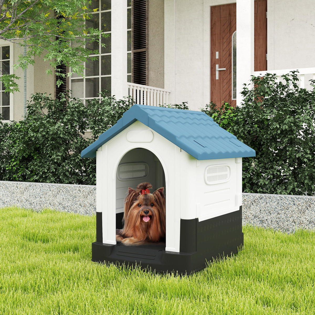 PawNora Outdoor Dog House – Raised Shelter with Slanted Roof &amp; Ventilation