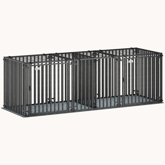 PawNora XL Heavy-Duty Dog Crate – Modular Steel Kennel with Divider