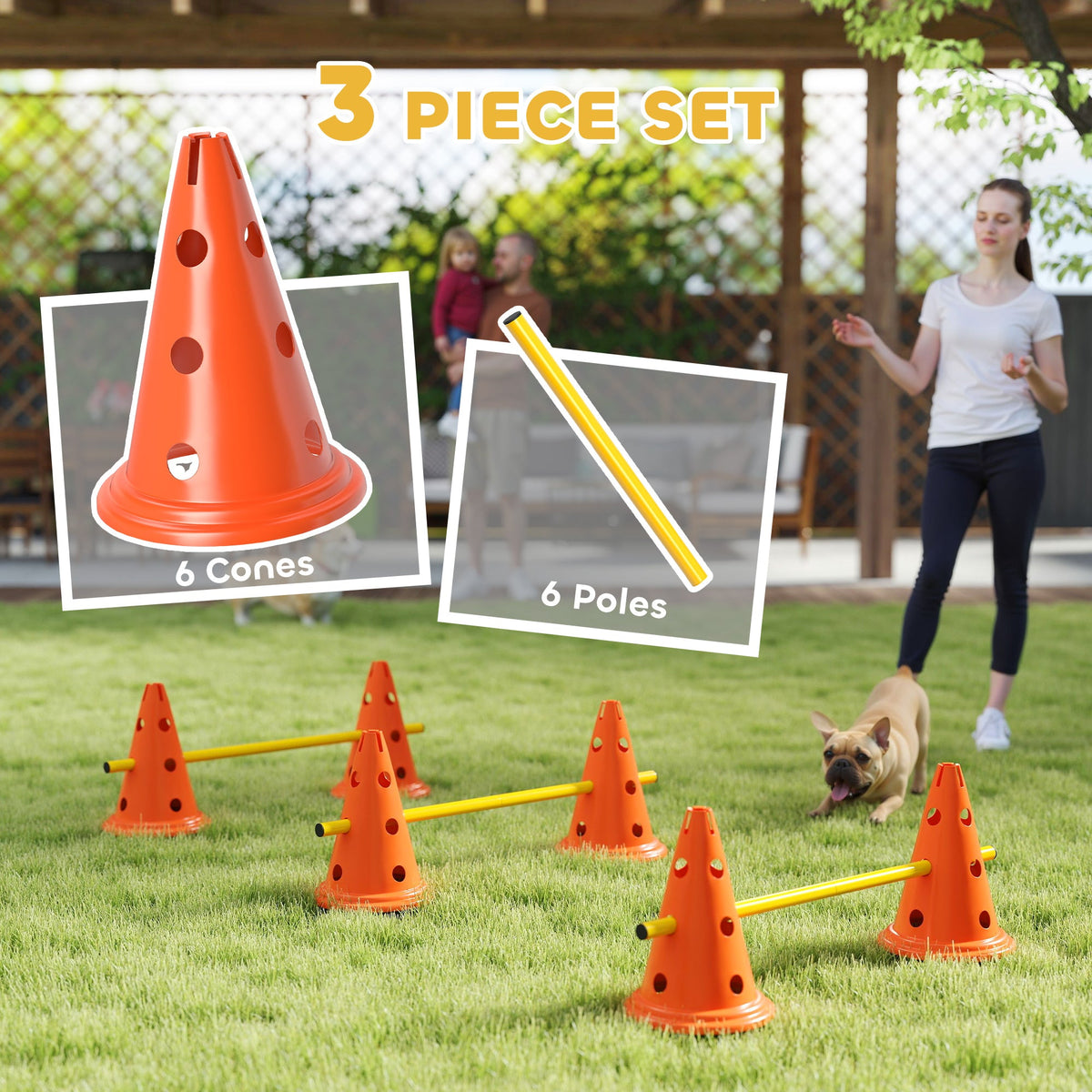 PawNora 3-Piece Dog Agility Training Set – Adjustable Jumps &amp; Portable Equipment