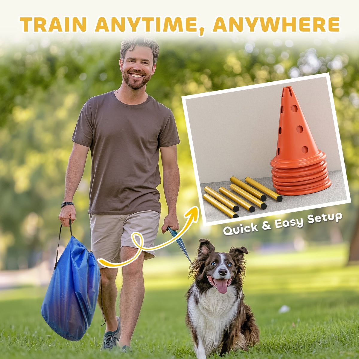 PawNora 3-Piece Dog Agility Training Set – Adjustable Jumps &amp; Portable Equipment