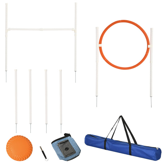 PawNora 5-Piece Dog Agility Training Set – Adjustable Hurdle, Jump Ring &amp; Weave Poles