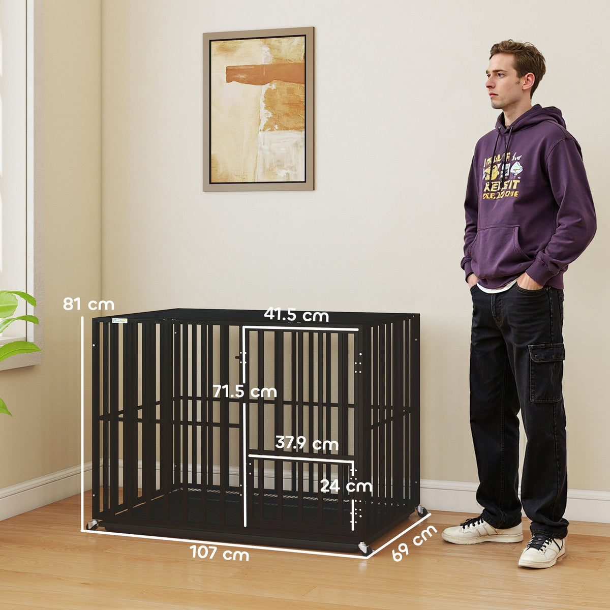 PawNora Heavy-Duty Dog Crate – Reinforced Steel Kennel with Wheels