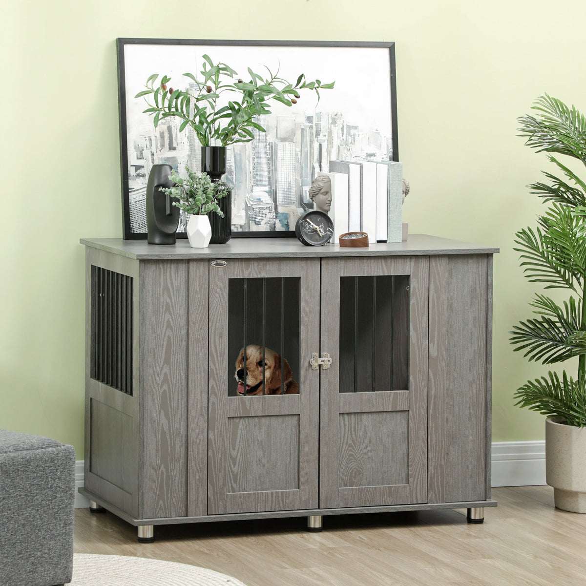 PawNora Large Dog Crate Furniture – Stylish Indoor Kennel with Storage Top