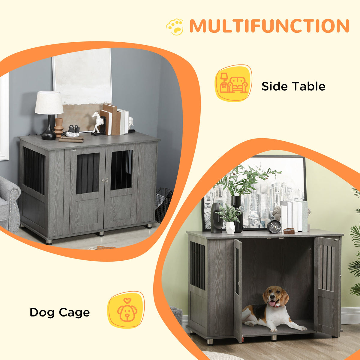 PawNora Large Dog Crate Furniture – Stylish Indoor Kennel with Storage Top