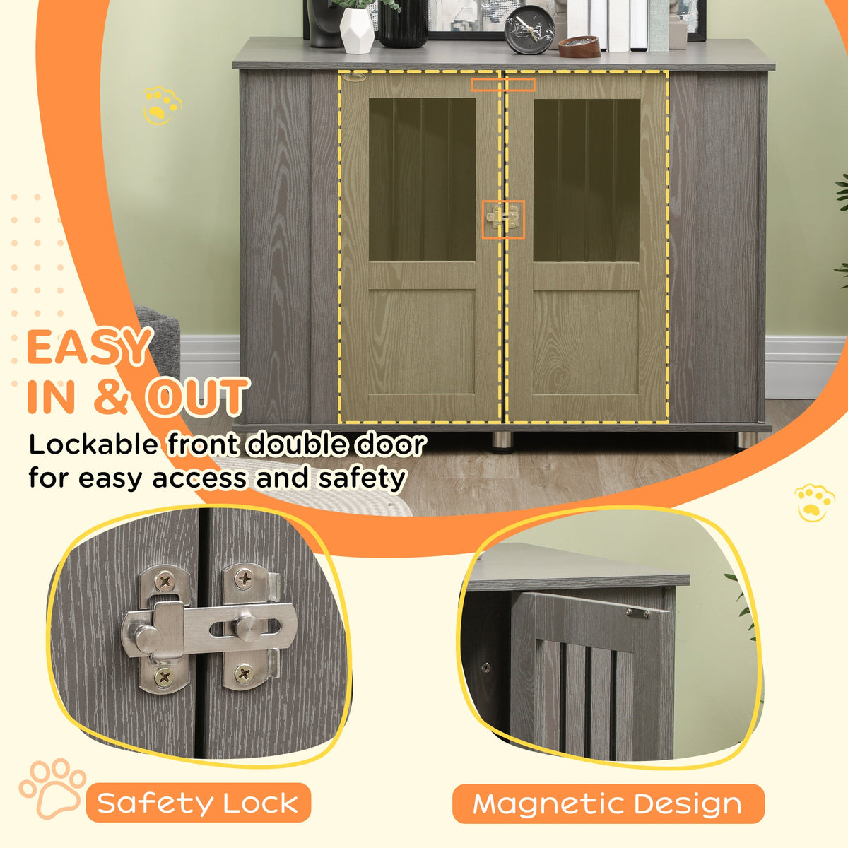 PawNora Large Dog Crate Furniture – Stylish Indoor Kennel with Storage Top