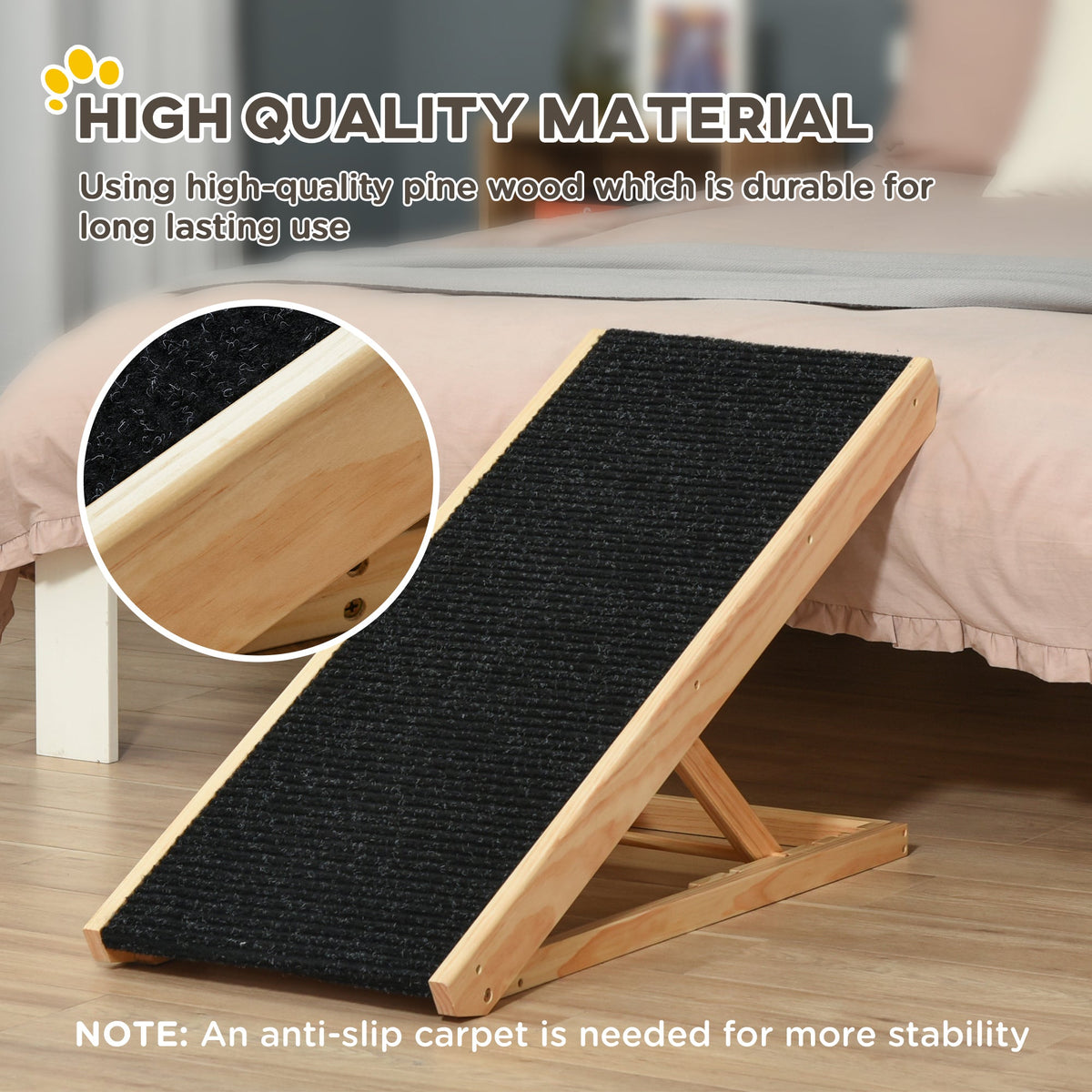 PawNora Adjustable Pet Ramp – Foldable Non-Slip Ramp for Dogs &amp; Cats